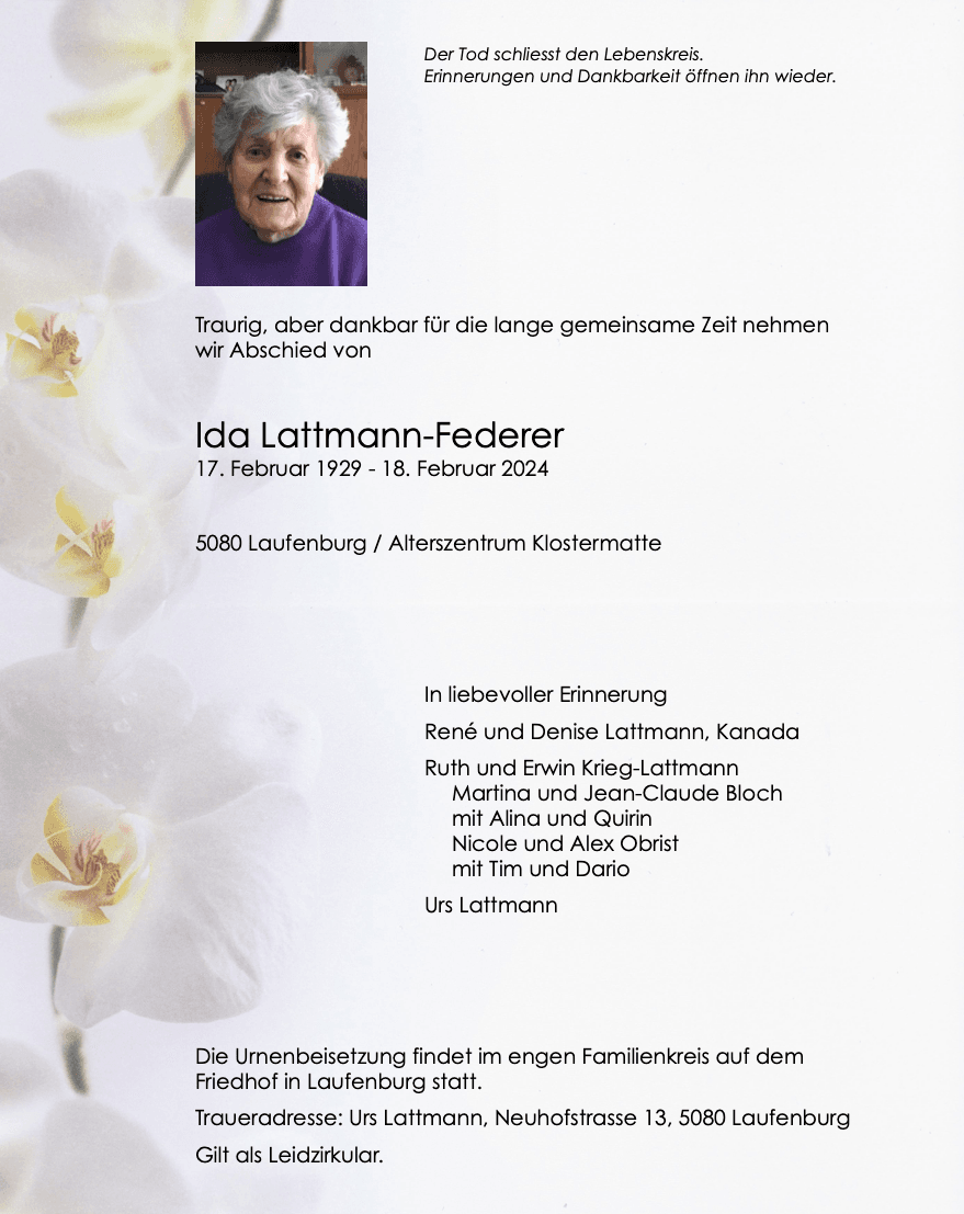 Bild der Todesanzeige