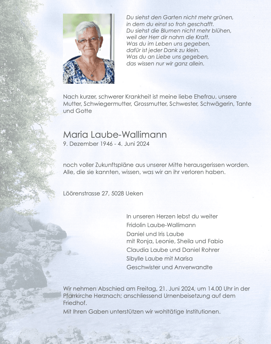 Bild der Todesanzeige