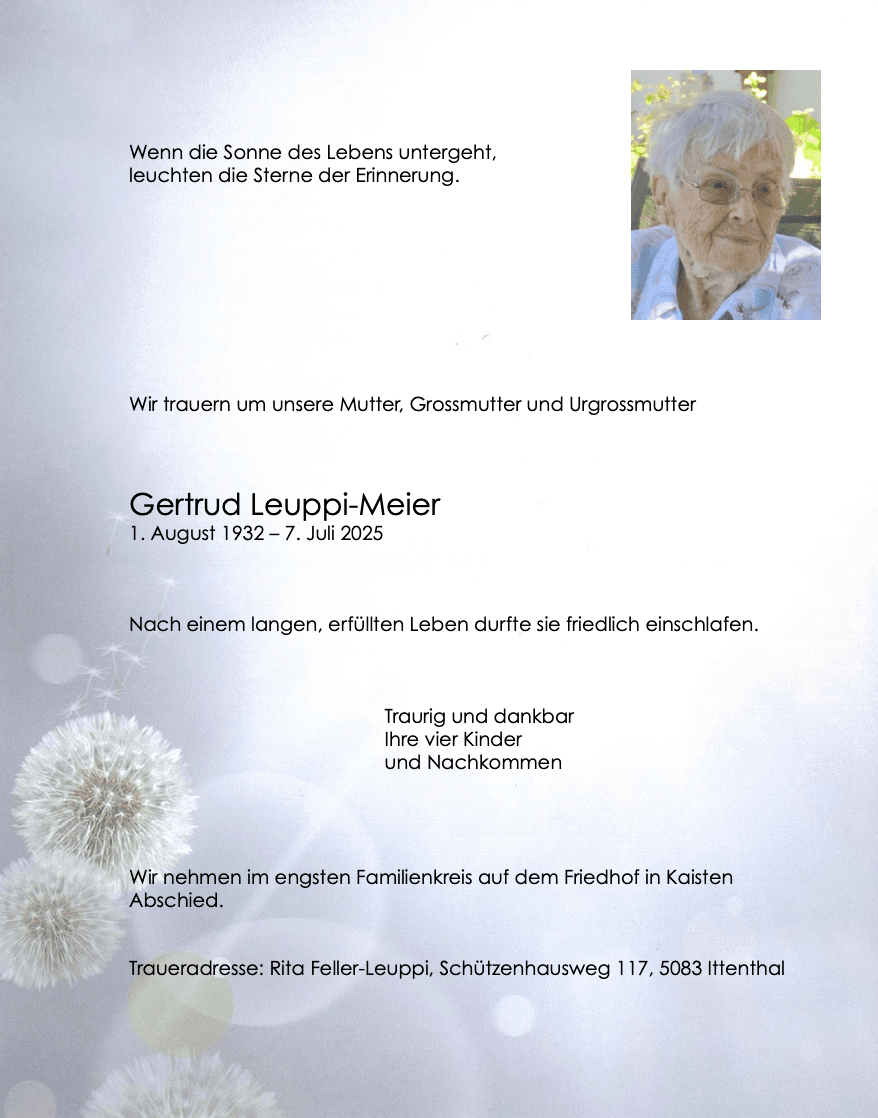 Bild der Todesanzeige