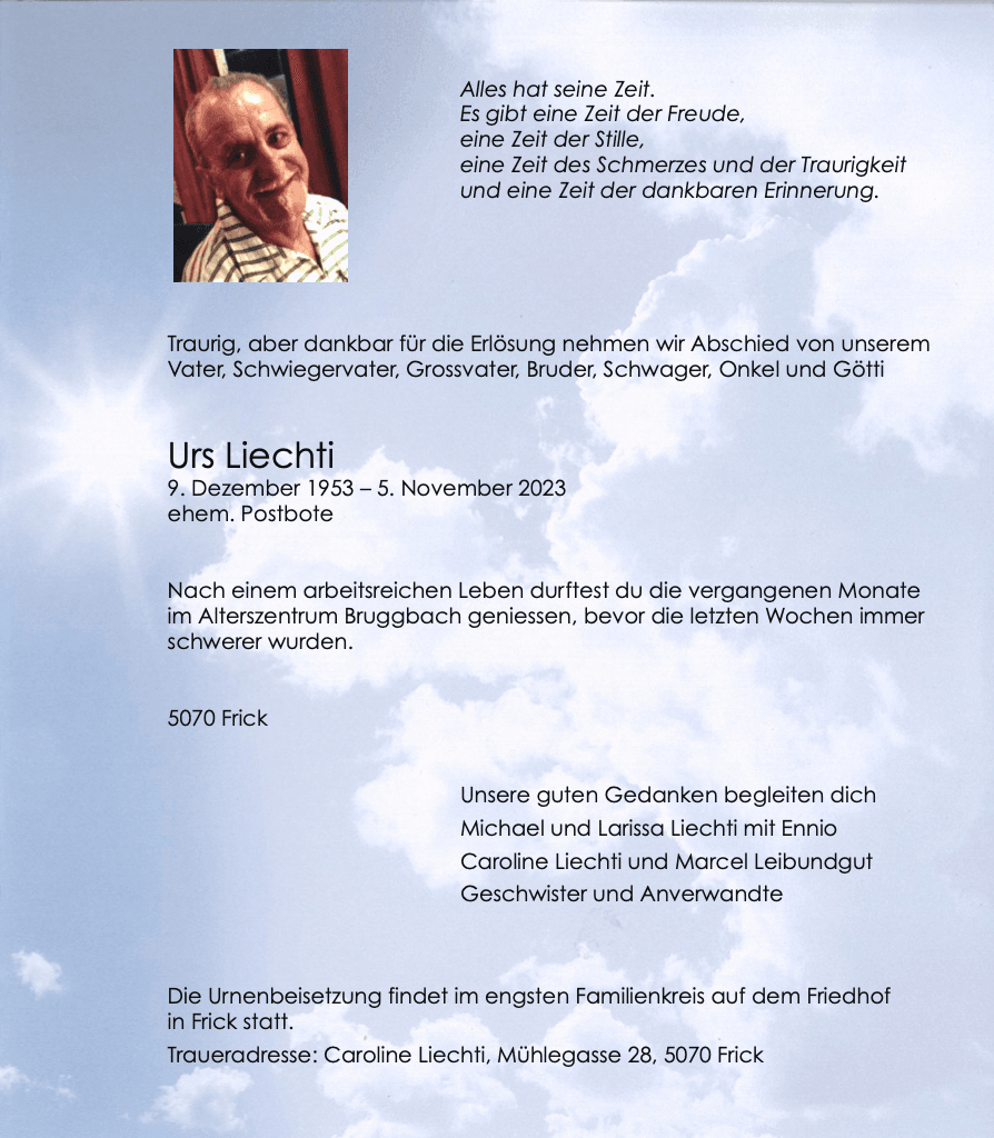 Bild der Todesanzeige