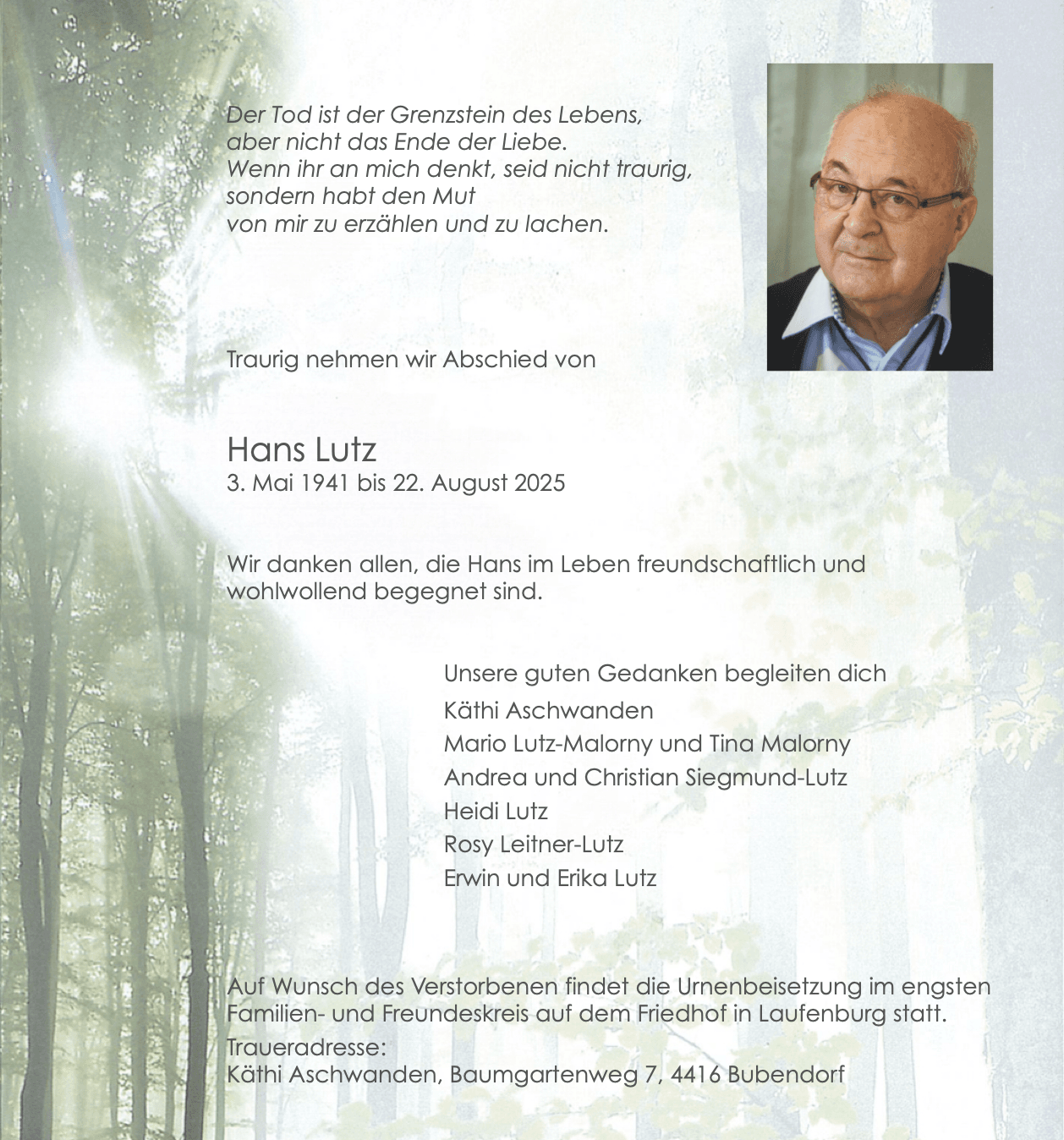 Bild der Todesanzeige