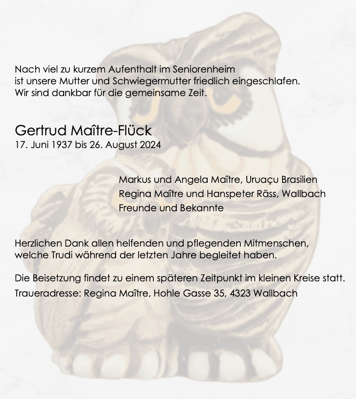 Bild der Todesanzeige