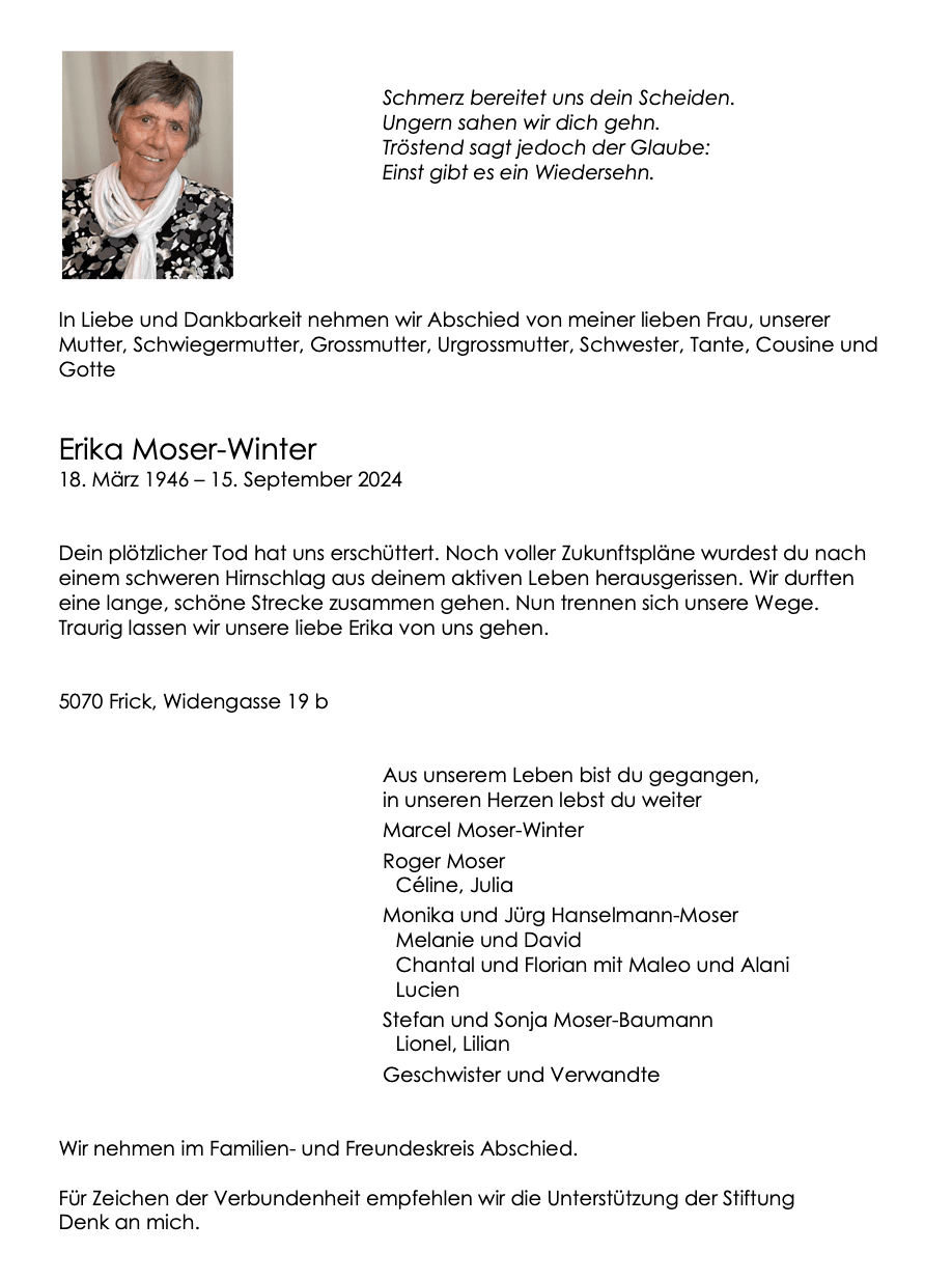 Bild der Todesanzeige