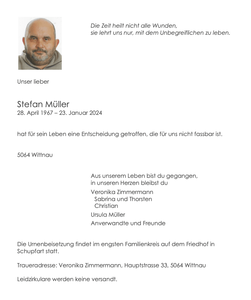 Bild der Todesanzeige