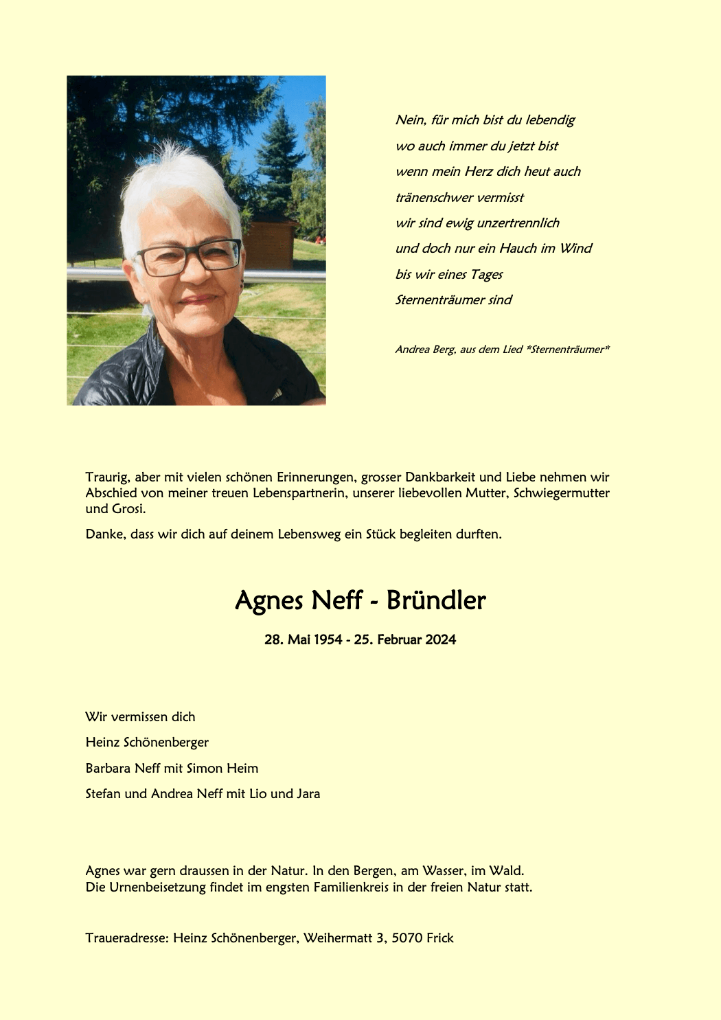 Bild der Todesanzeige
