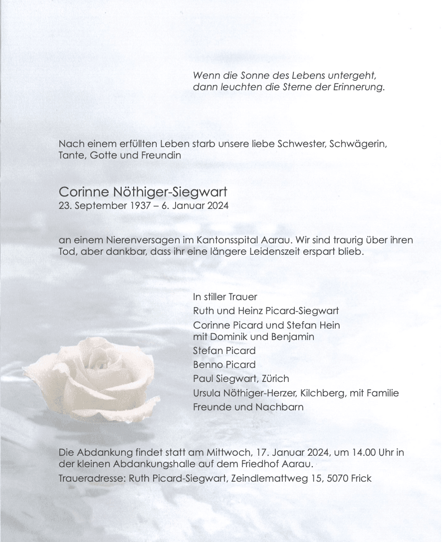Bild der Todesanzeige