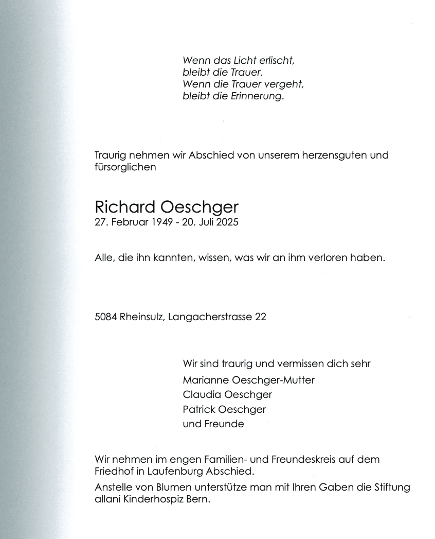 Bild der Todesanzeige