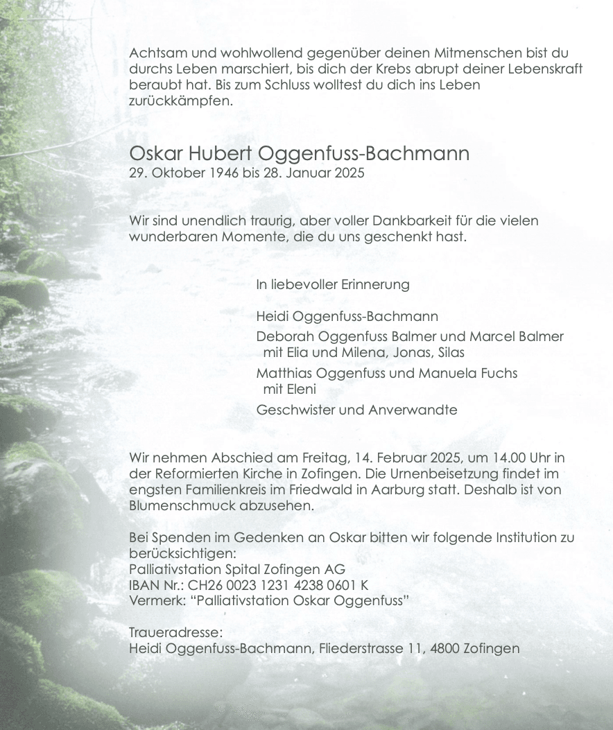 Bild der Todesanzeige