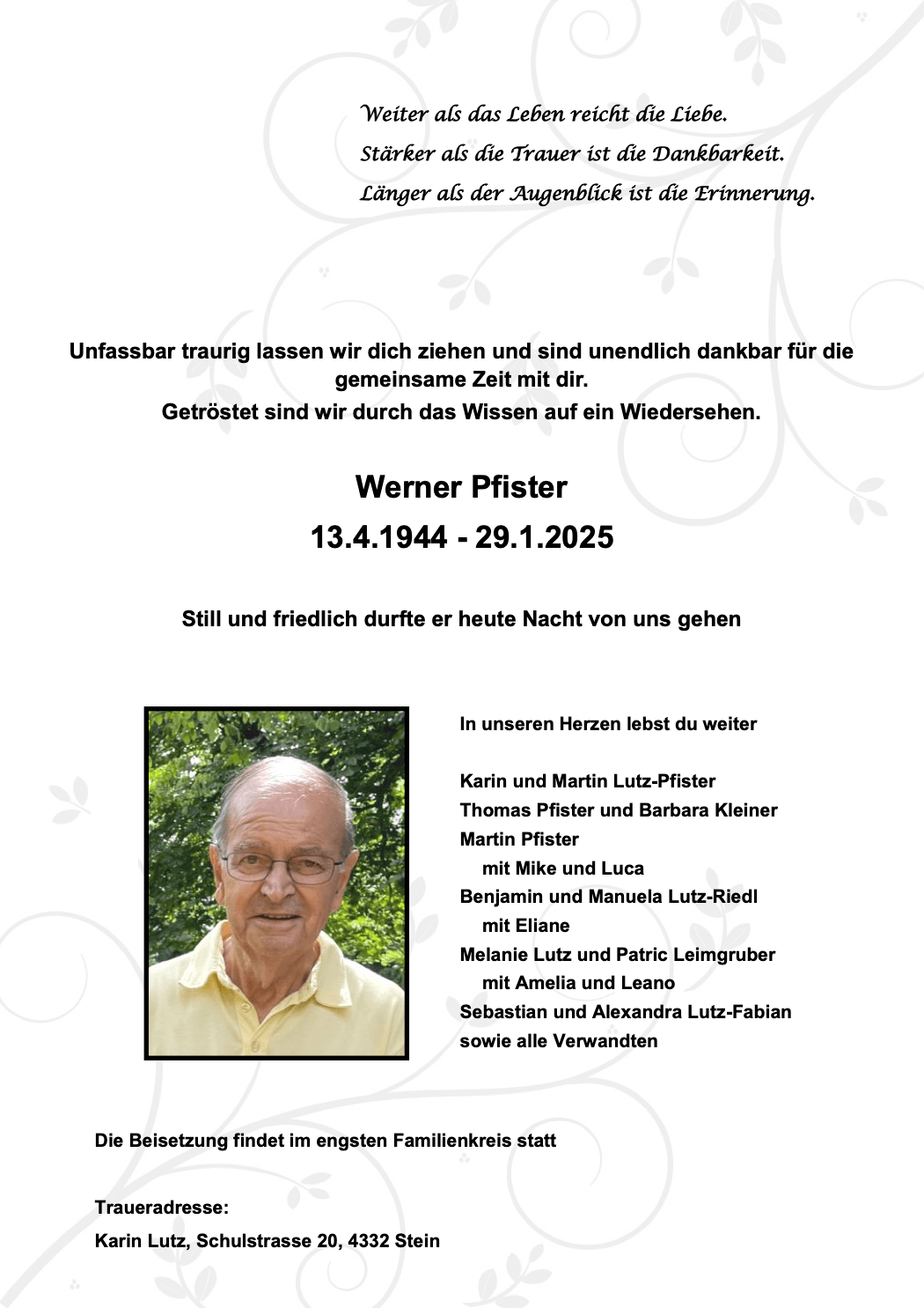 Bild der Todesanzeige