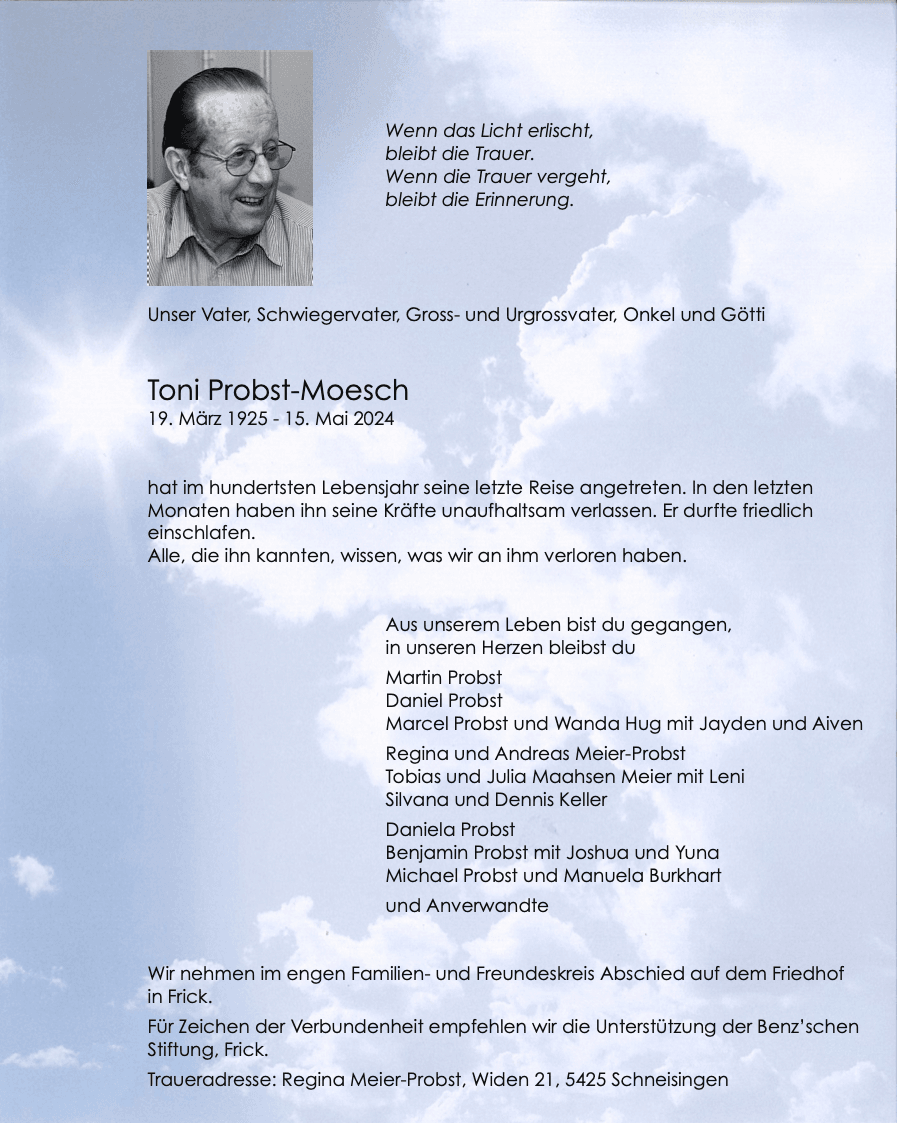 Bild der Todesanzeige