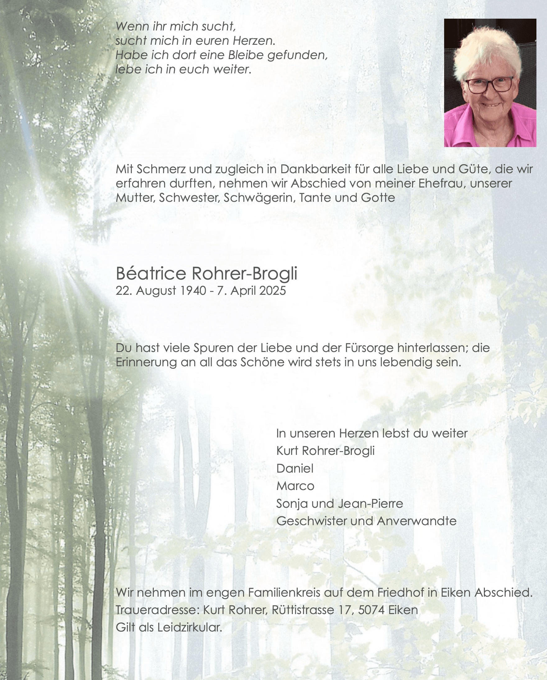 Bild der Todesanzeige