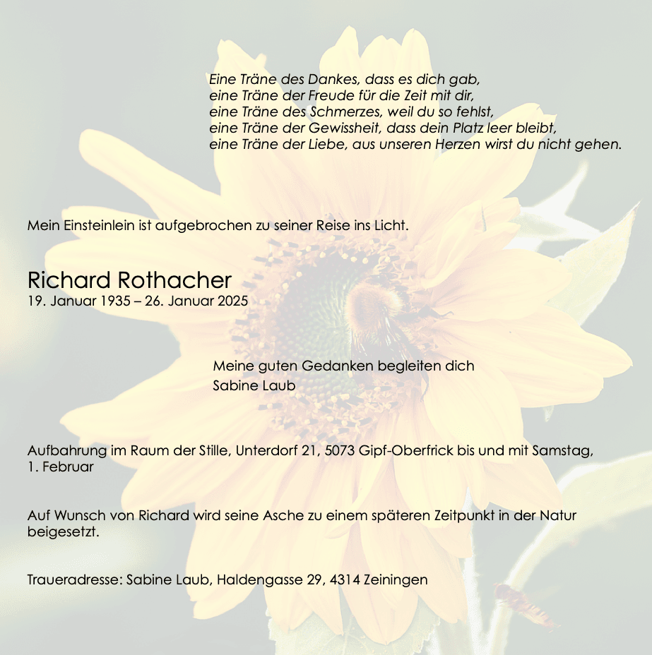 Bild der Todesanzeige