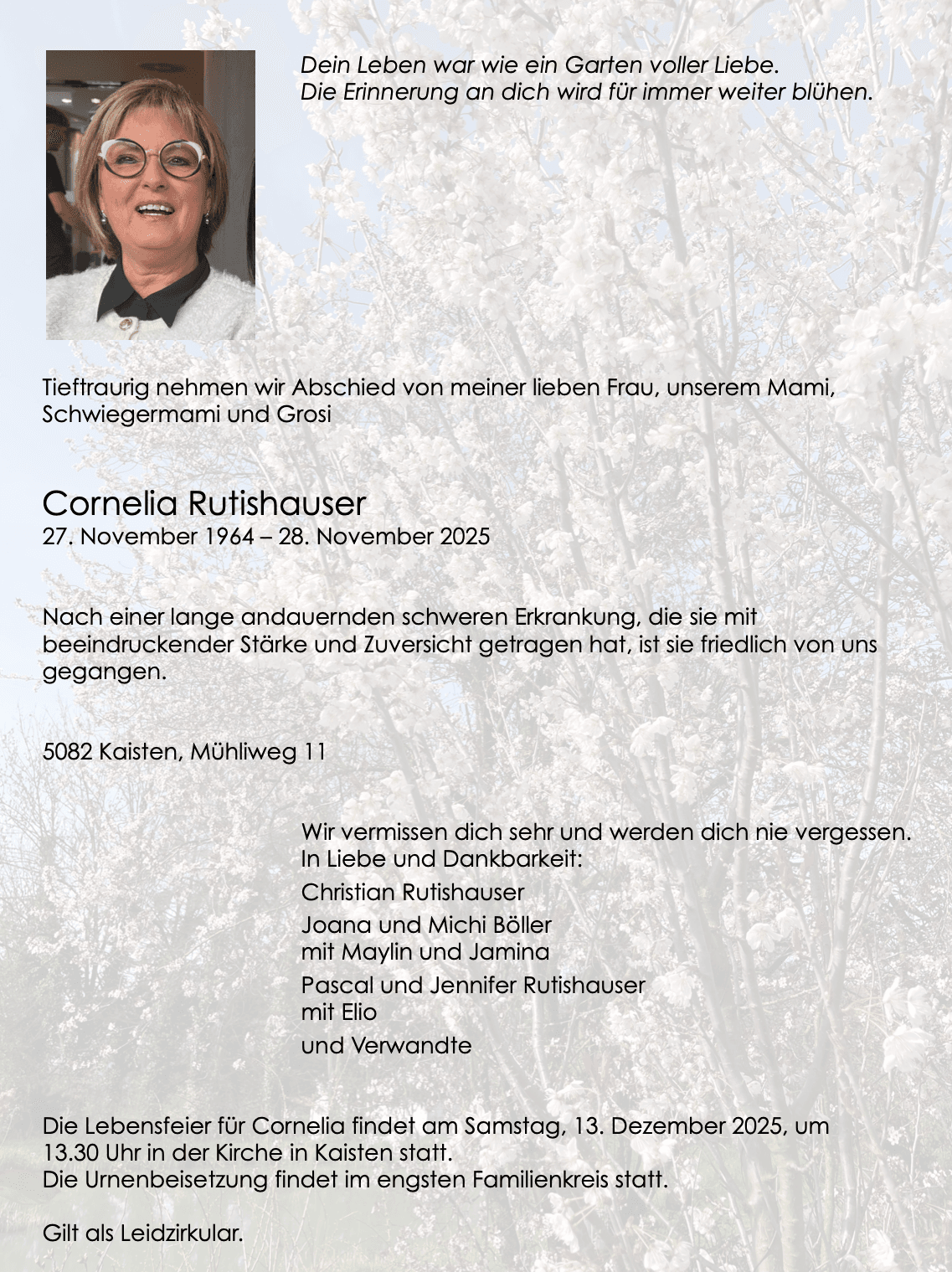 Bild der Todesanzeige