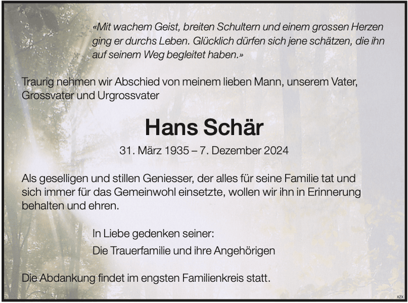 Bild der Todesanzeige