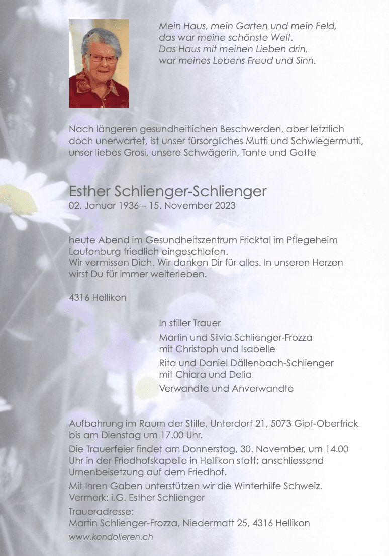 Bild der Todesanzeige