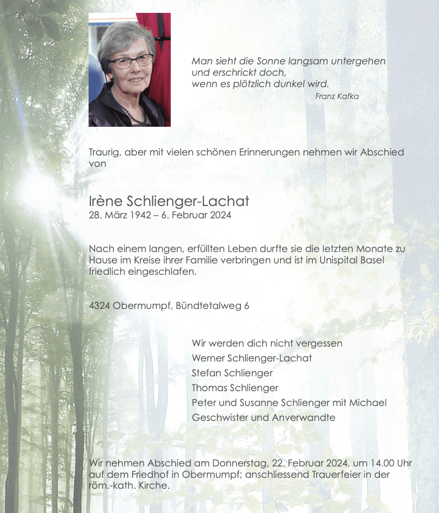 Bild der Todesanzeige