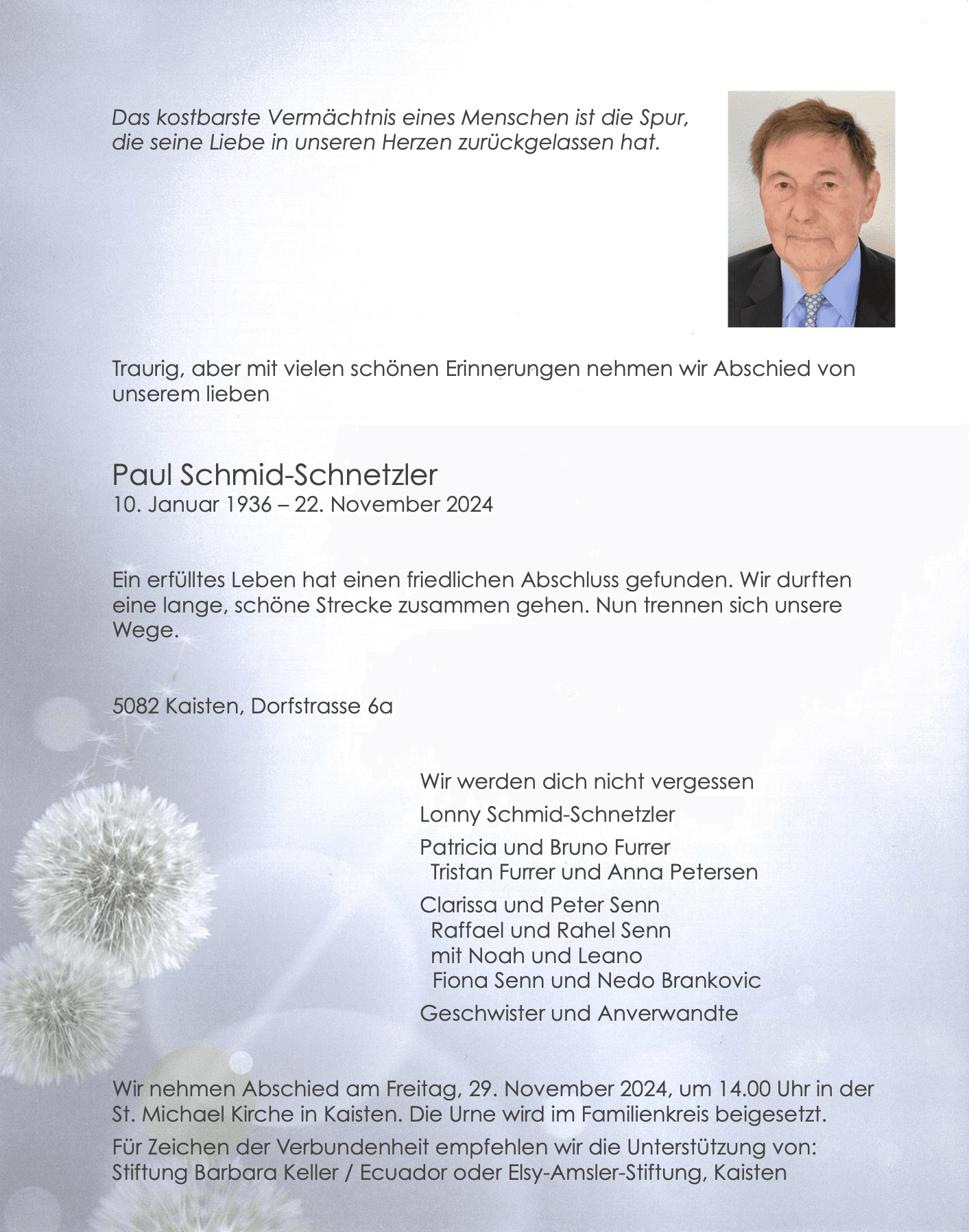 Bild der Todesanzeige