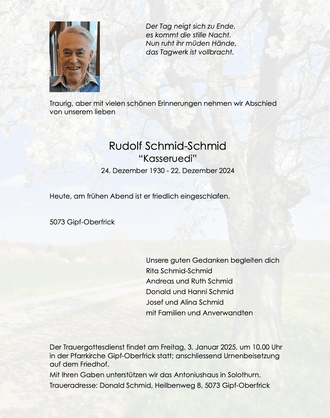Bild der Todesanzeige