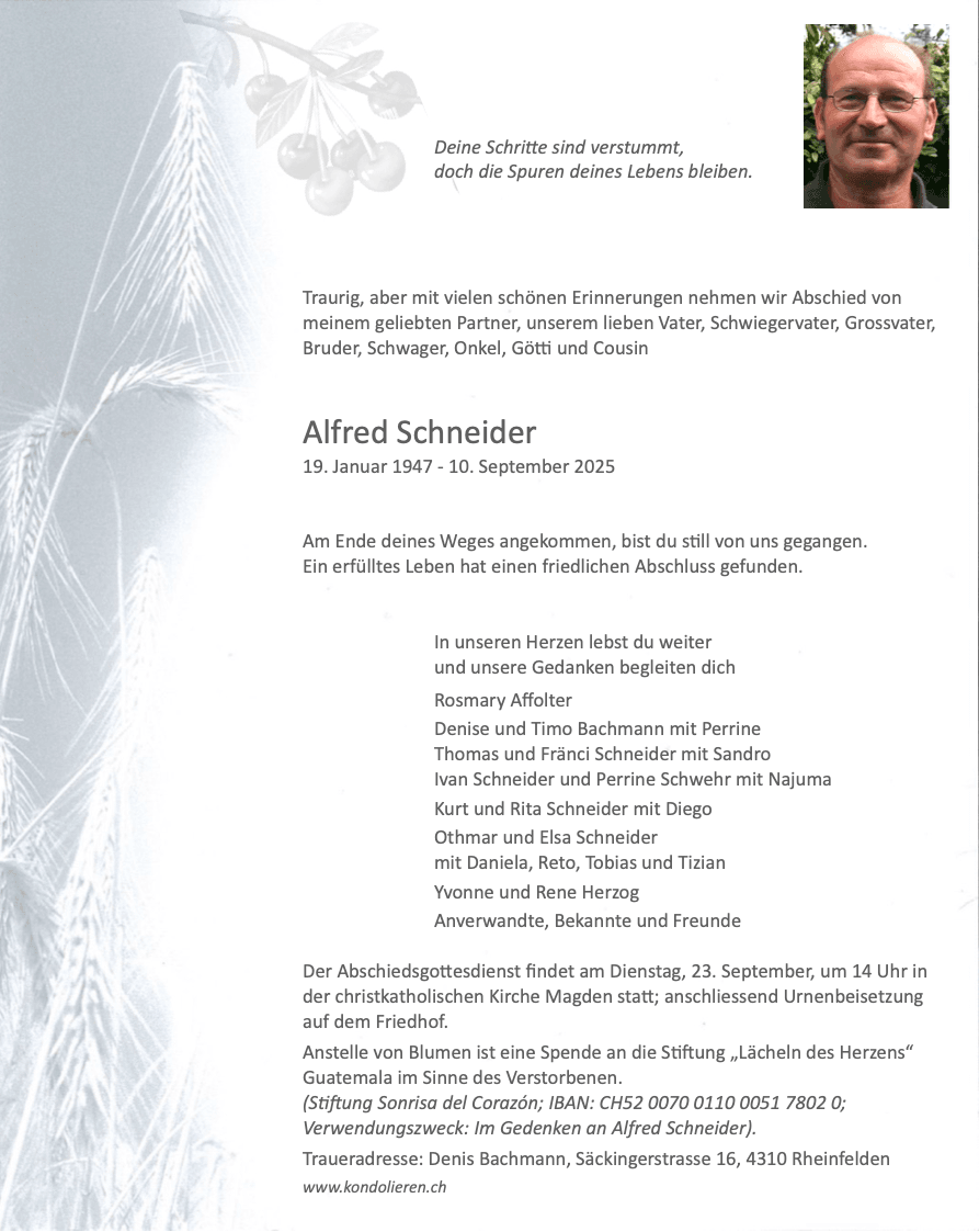 Bild der Todesanzeige