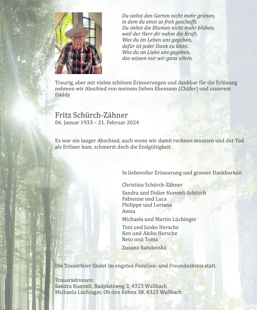 Bild der Todesanzeige