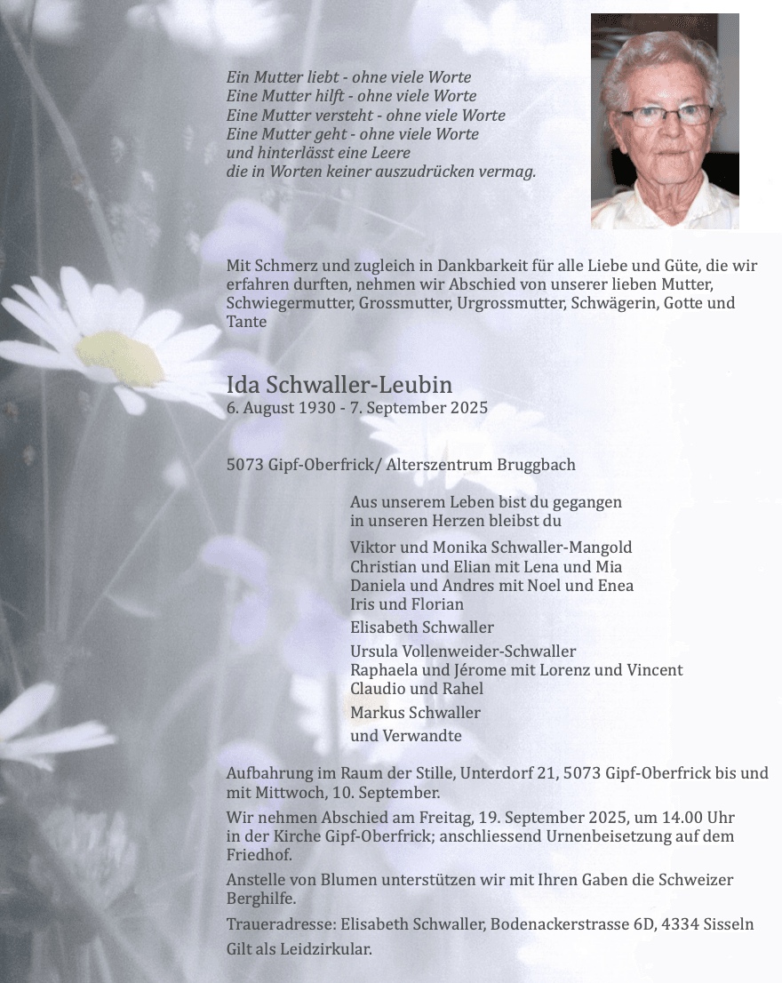 Bild der Todesanzeige