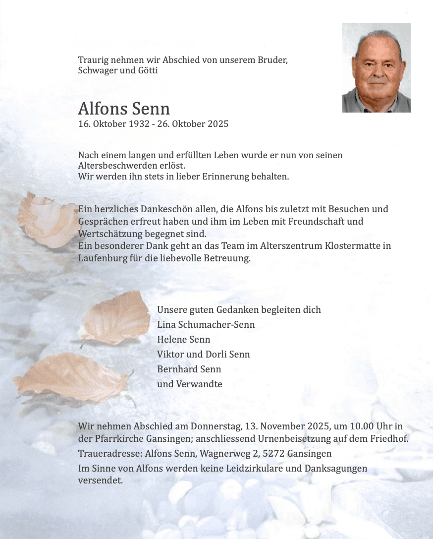 Bild der Todesanzeige