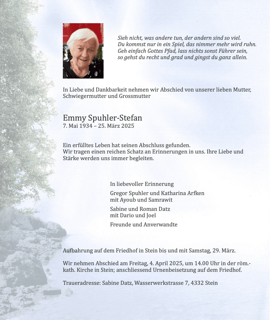 Bild der Todesanzeige