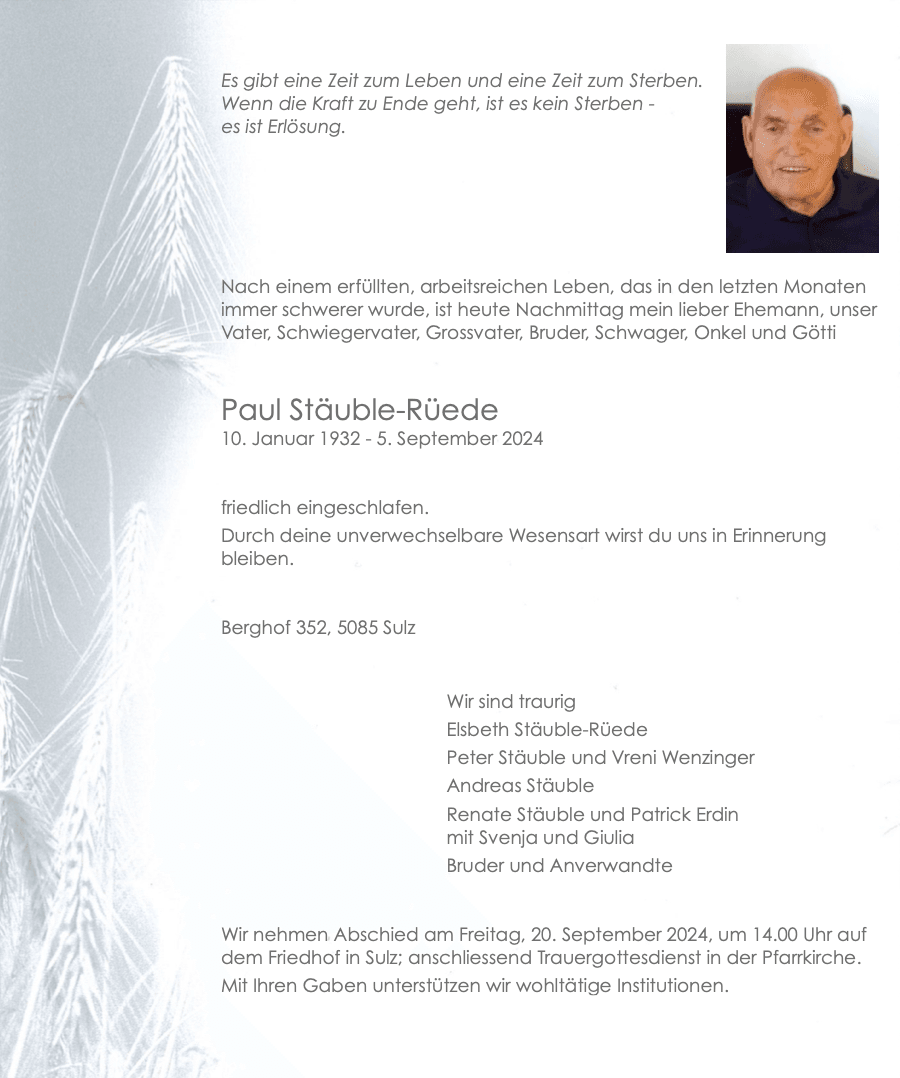Bild der Todesanzeige