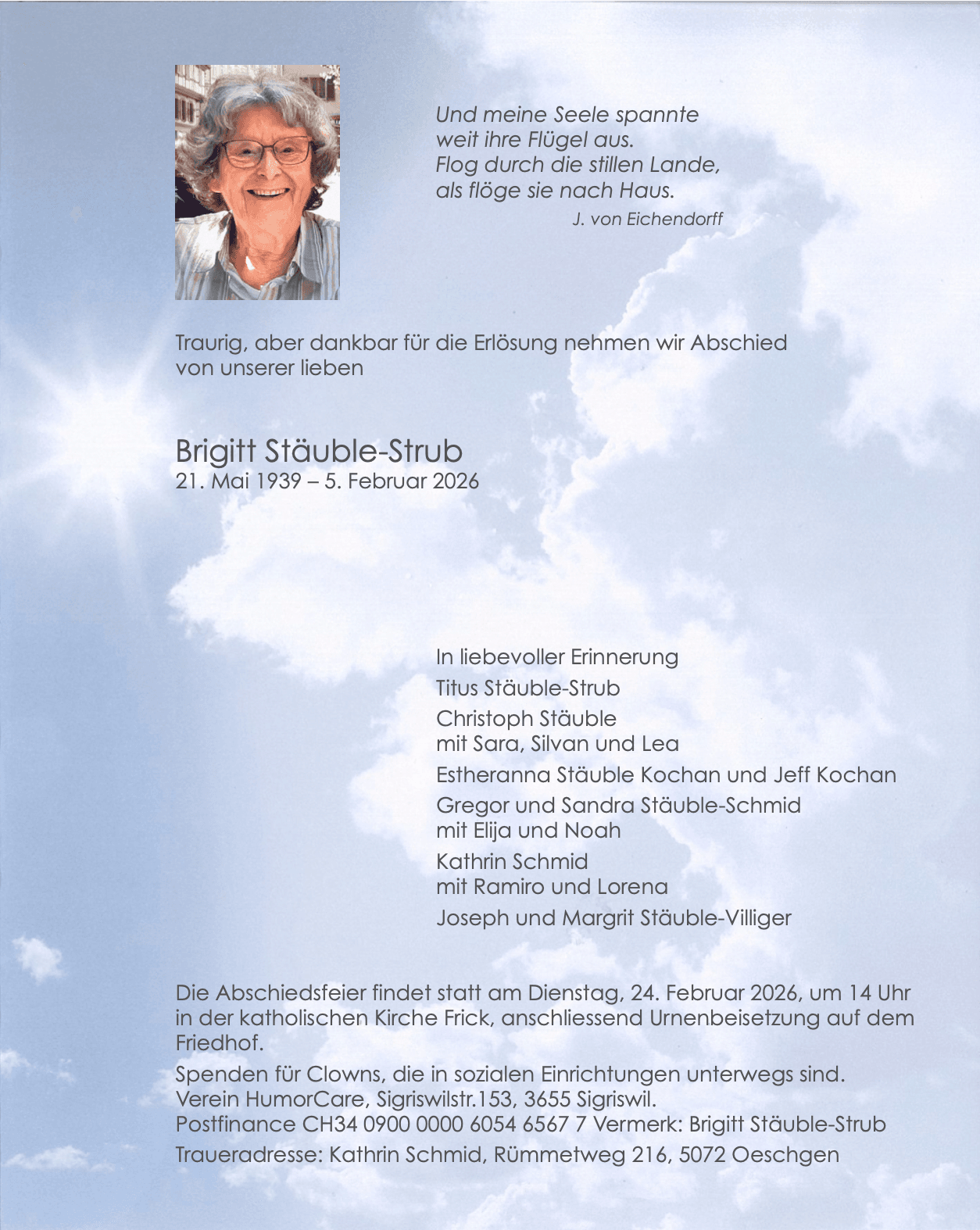 Bild der Todesanzeige