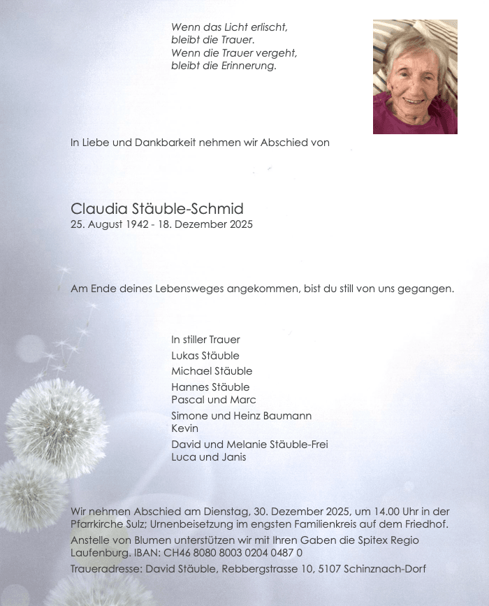 Bild der Todesanzeige