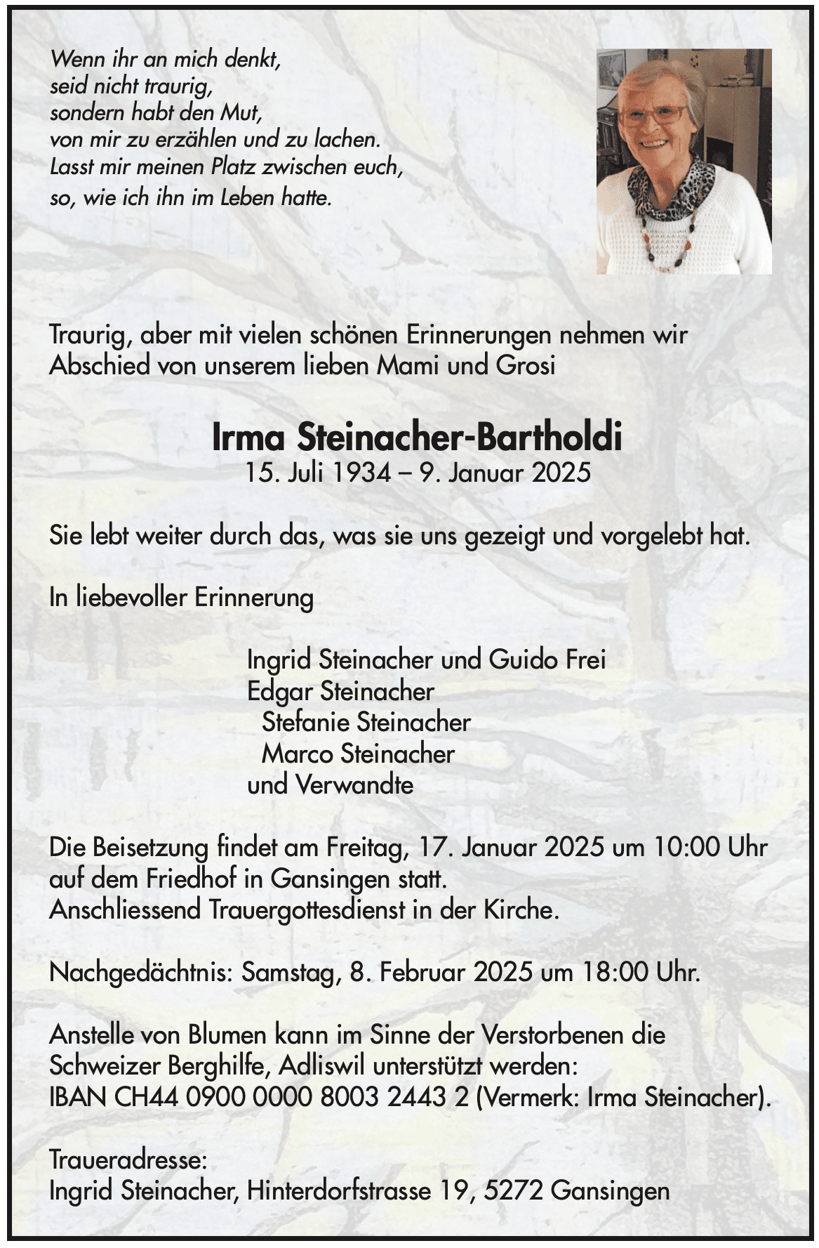 Bild der Todesanzeige