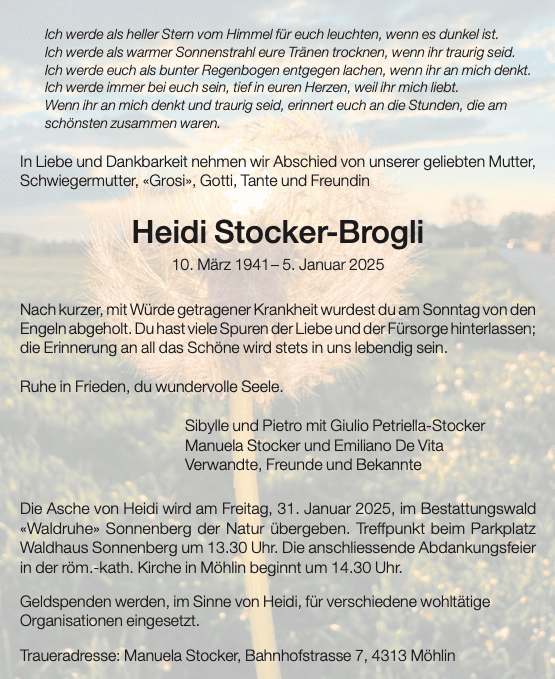 Bild der Todesanzeige