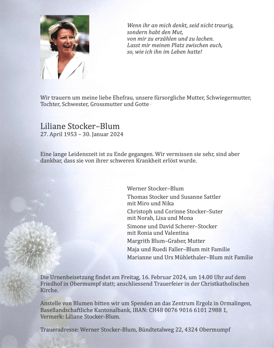 Bild der Todesanzeige