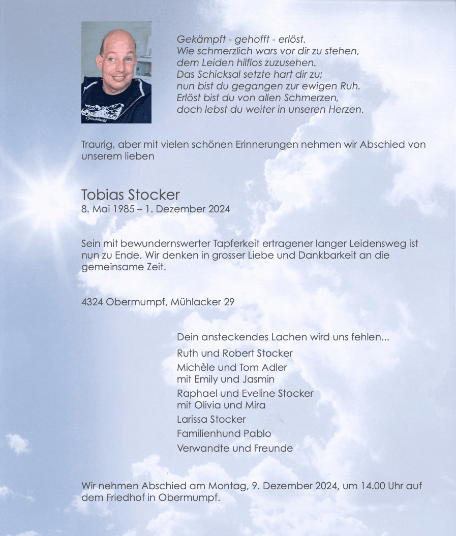 Bild der Todesanzeige