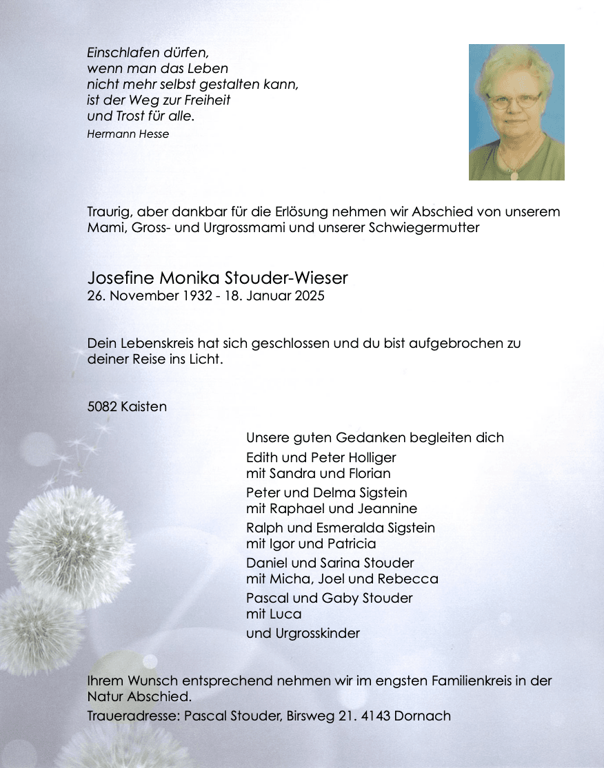 Bild der Todesanzeige