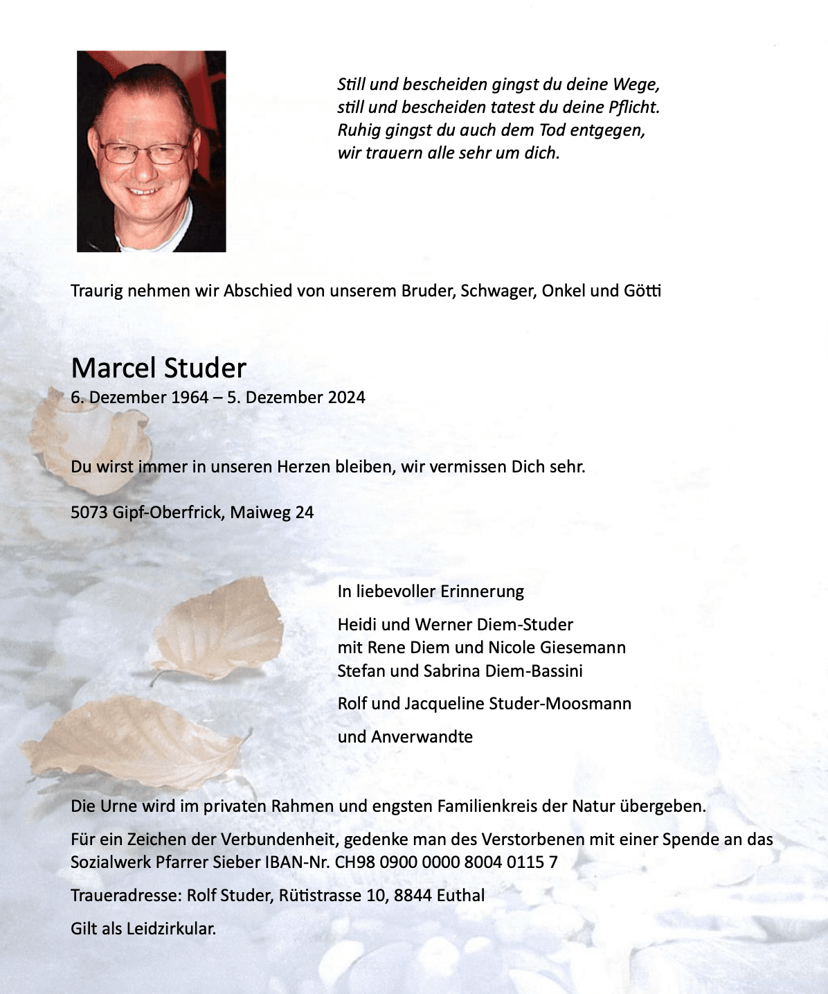 Bild der Todesanzeige