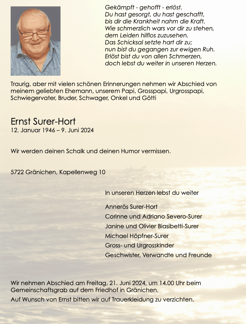 Bild der Todesanzeige