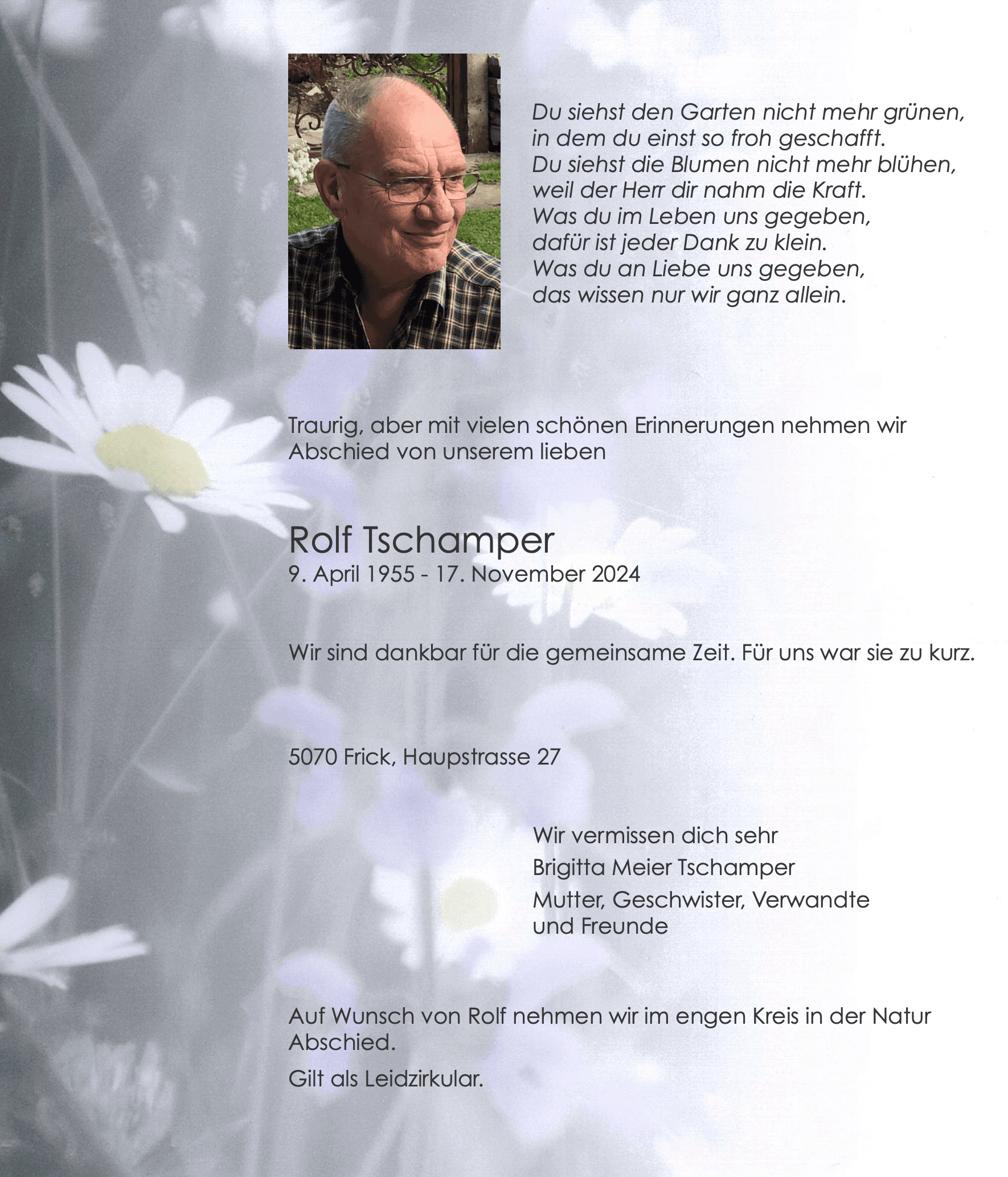 Bild der Todesanzeige