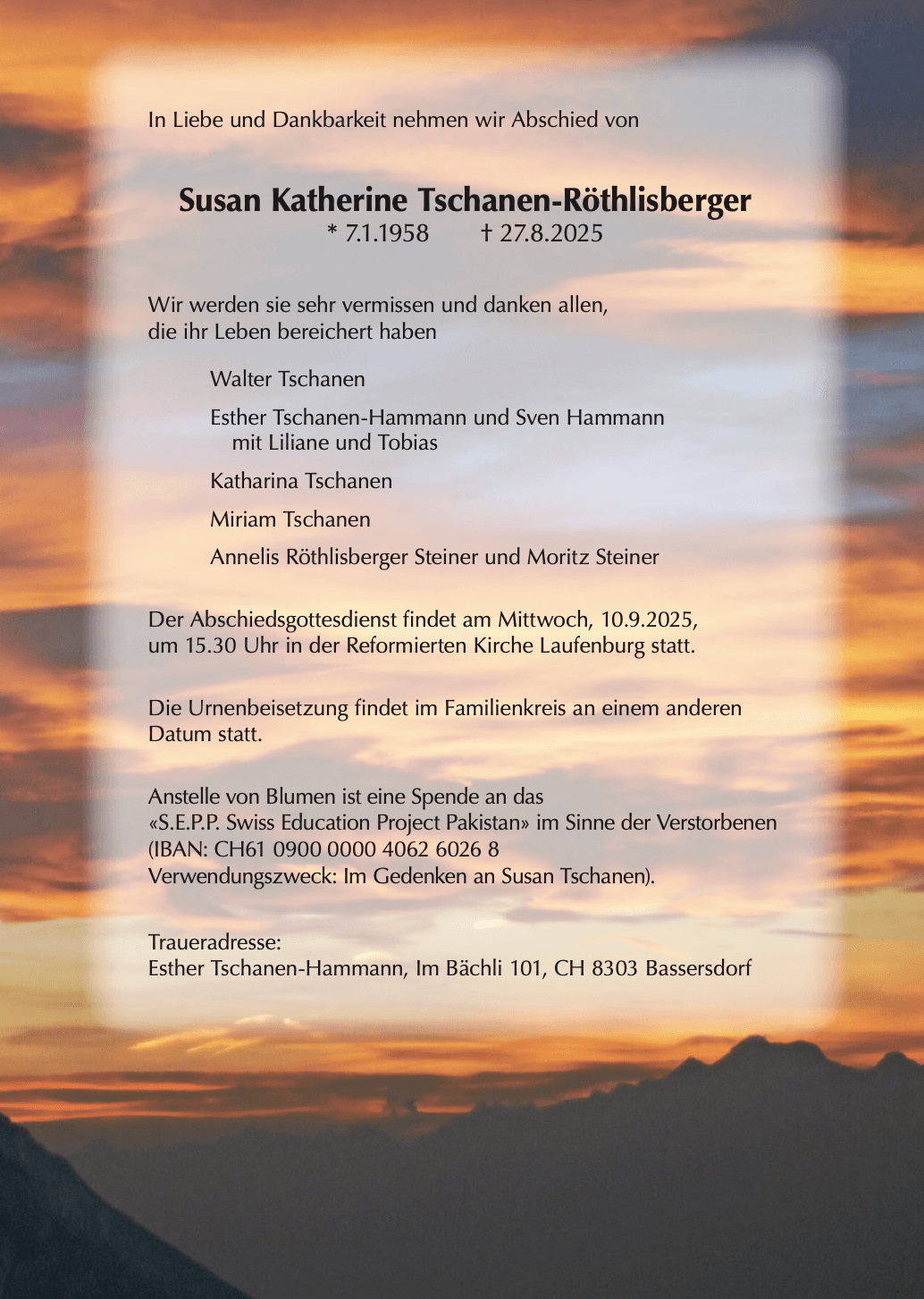 Bild der Todesanzeige