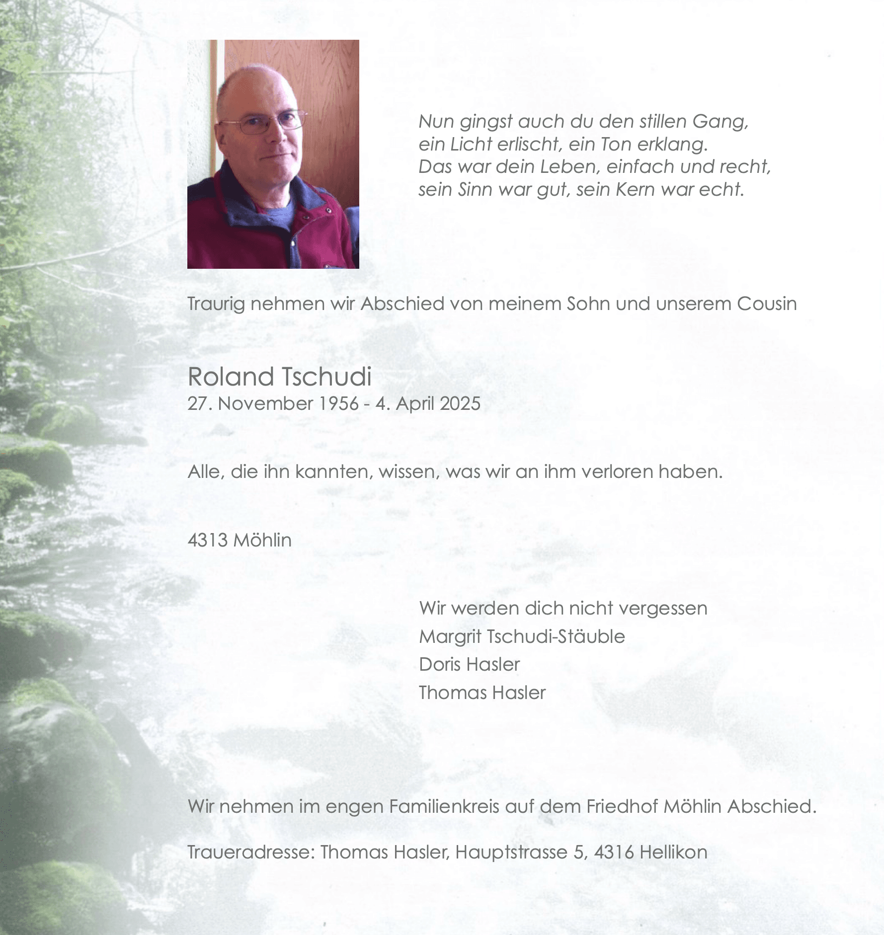 Bild der Todesanzeige