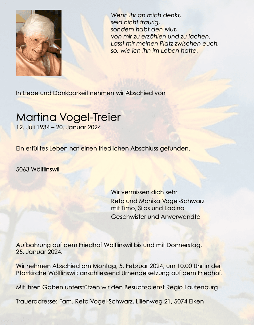 Bild der Todesanzeige
