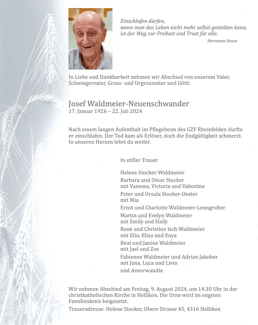 Bild der Todesanzeige