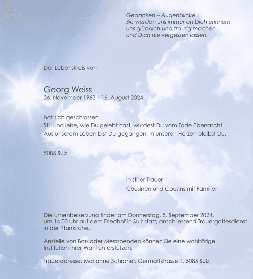 Bild der Todesanzeige
