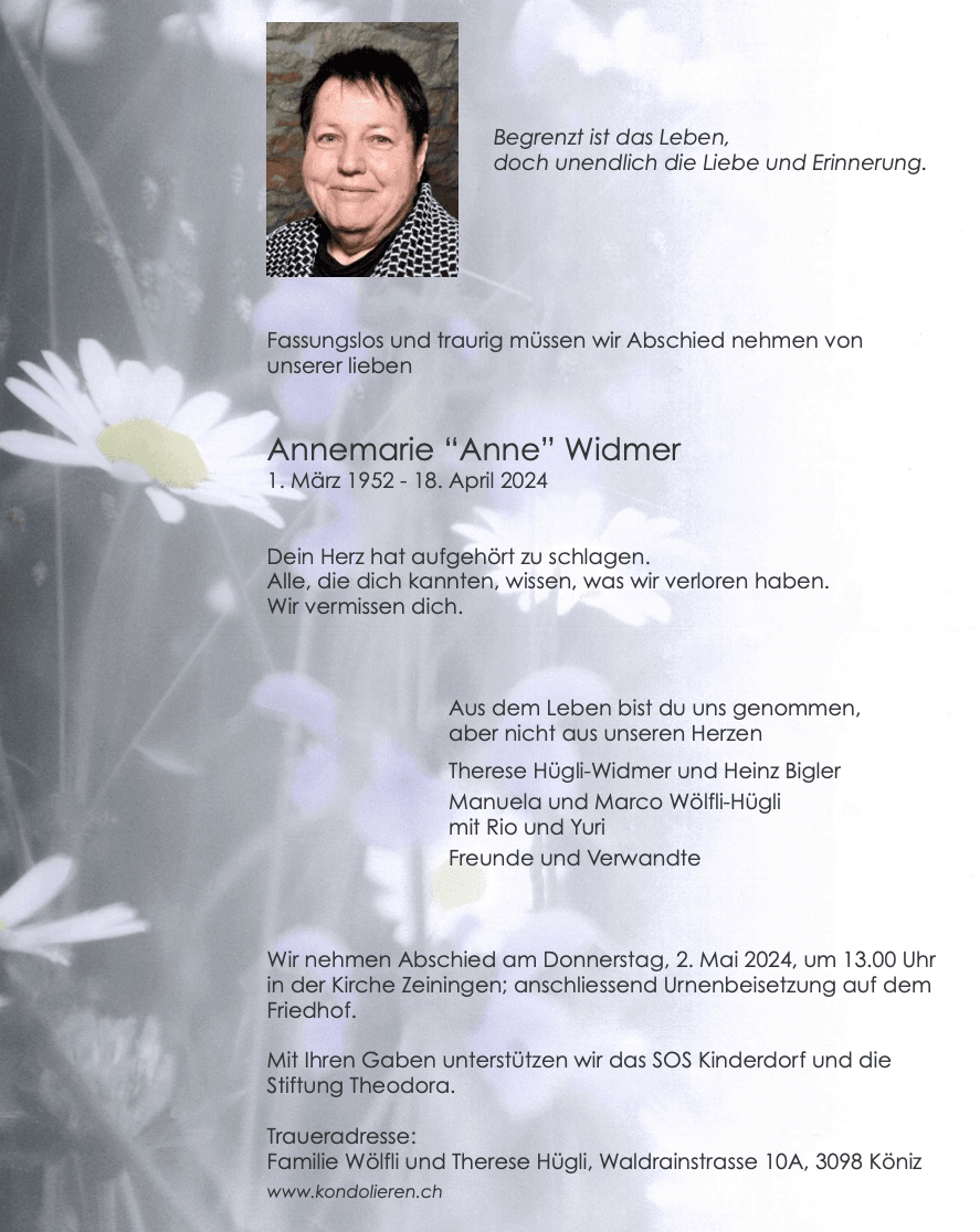 Bild der Todesanzeige