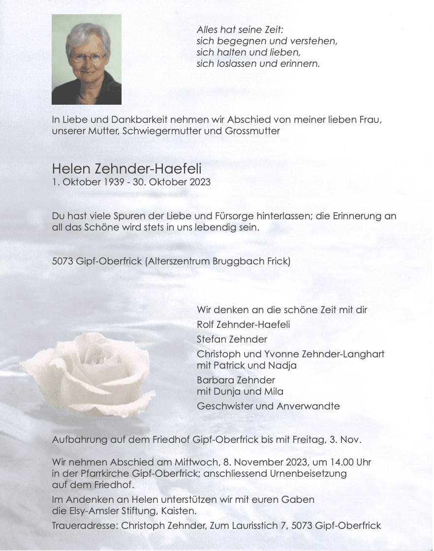 Bild der Todesanzeige