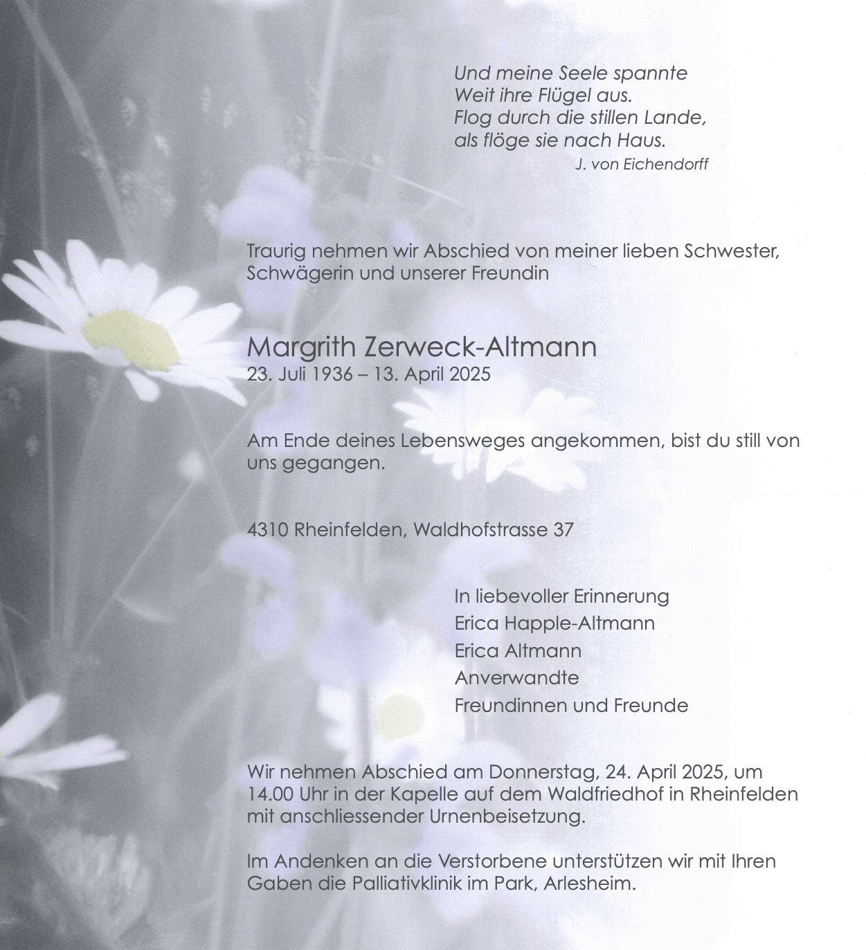 Bild der Todesanzeige