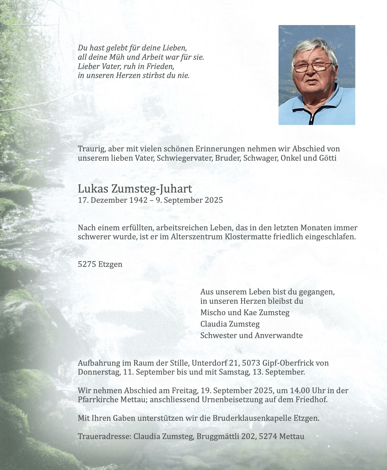 Bild der Todesanzeige