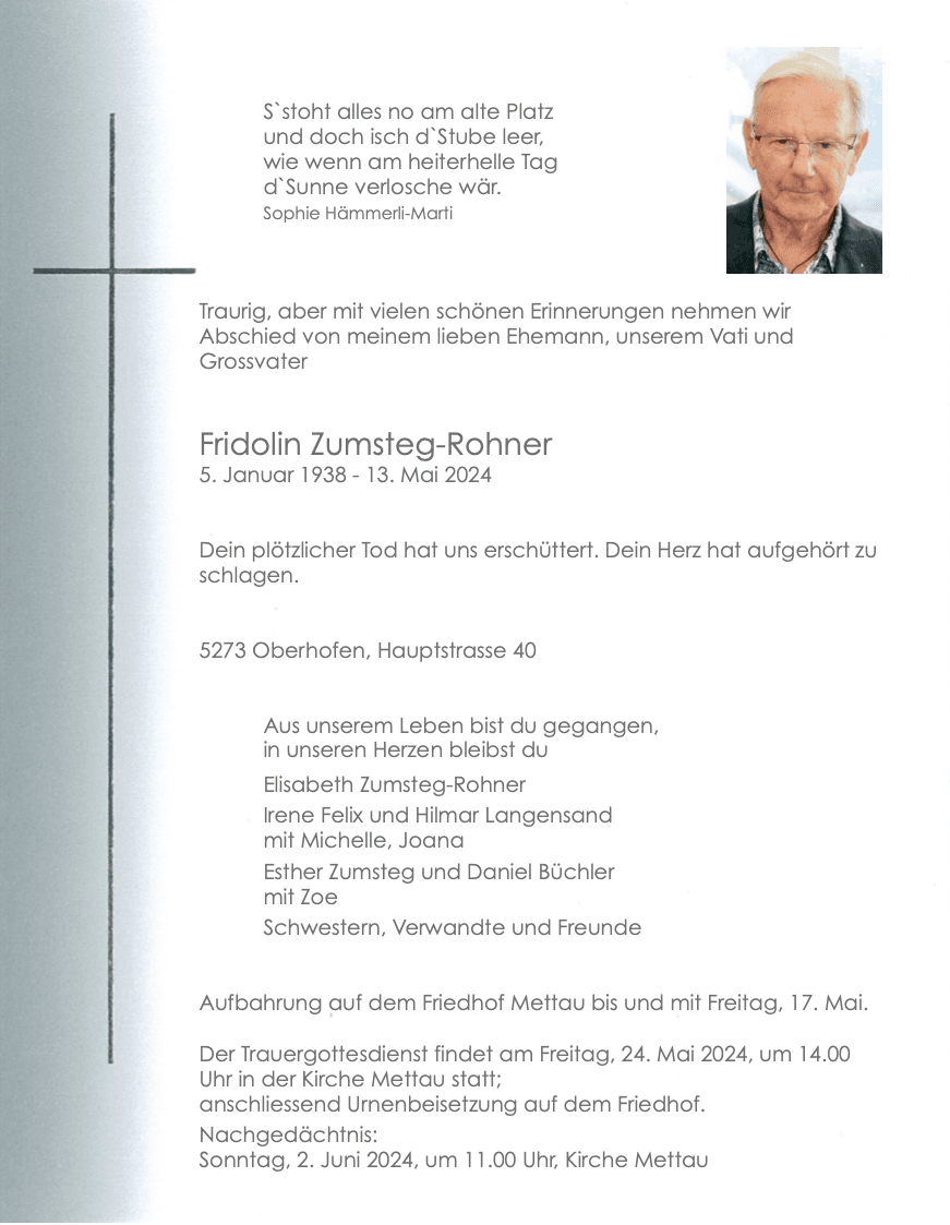 Bild der Todesanzeige