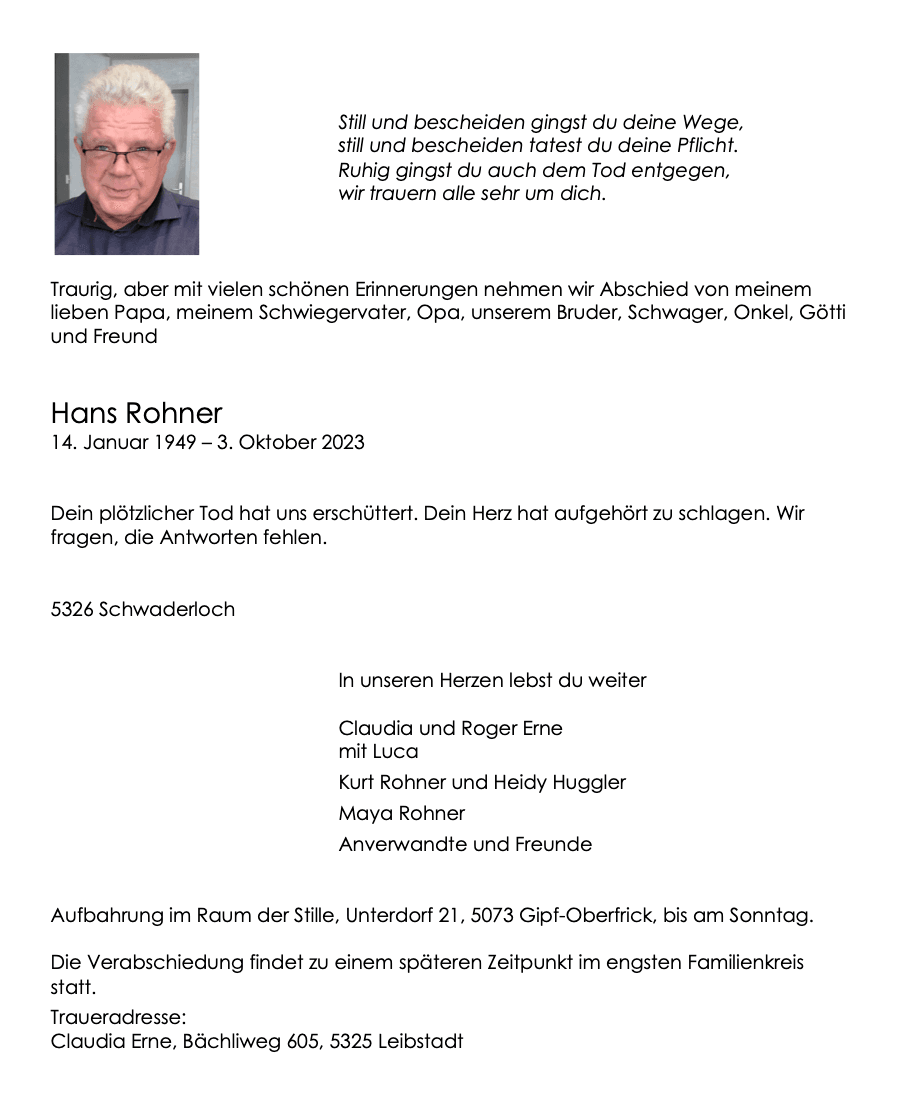 Bild der Todesanzeige