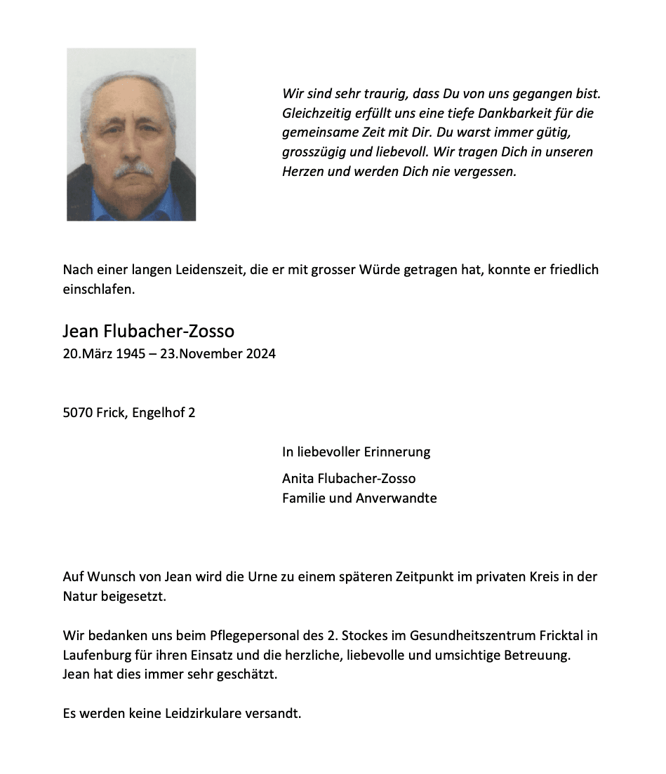 Bild der Todesanzeige